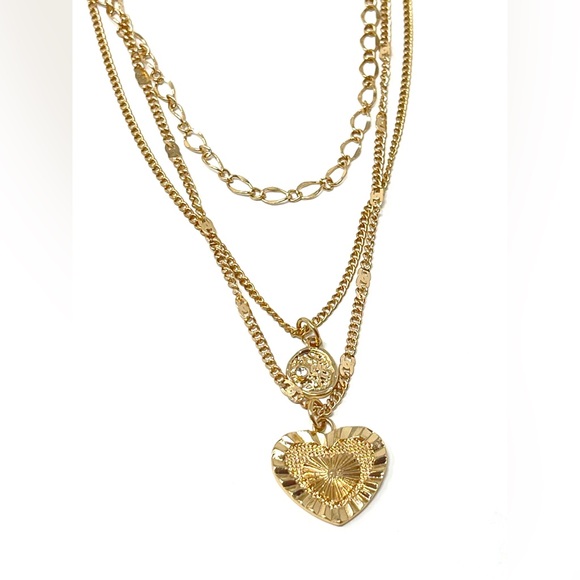 Free People Jewelry - New Free People Layered Gold Heart Necklace